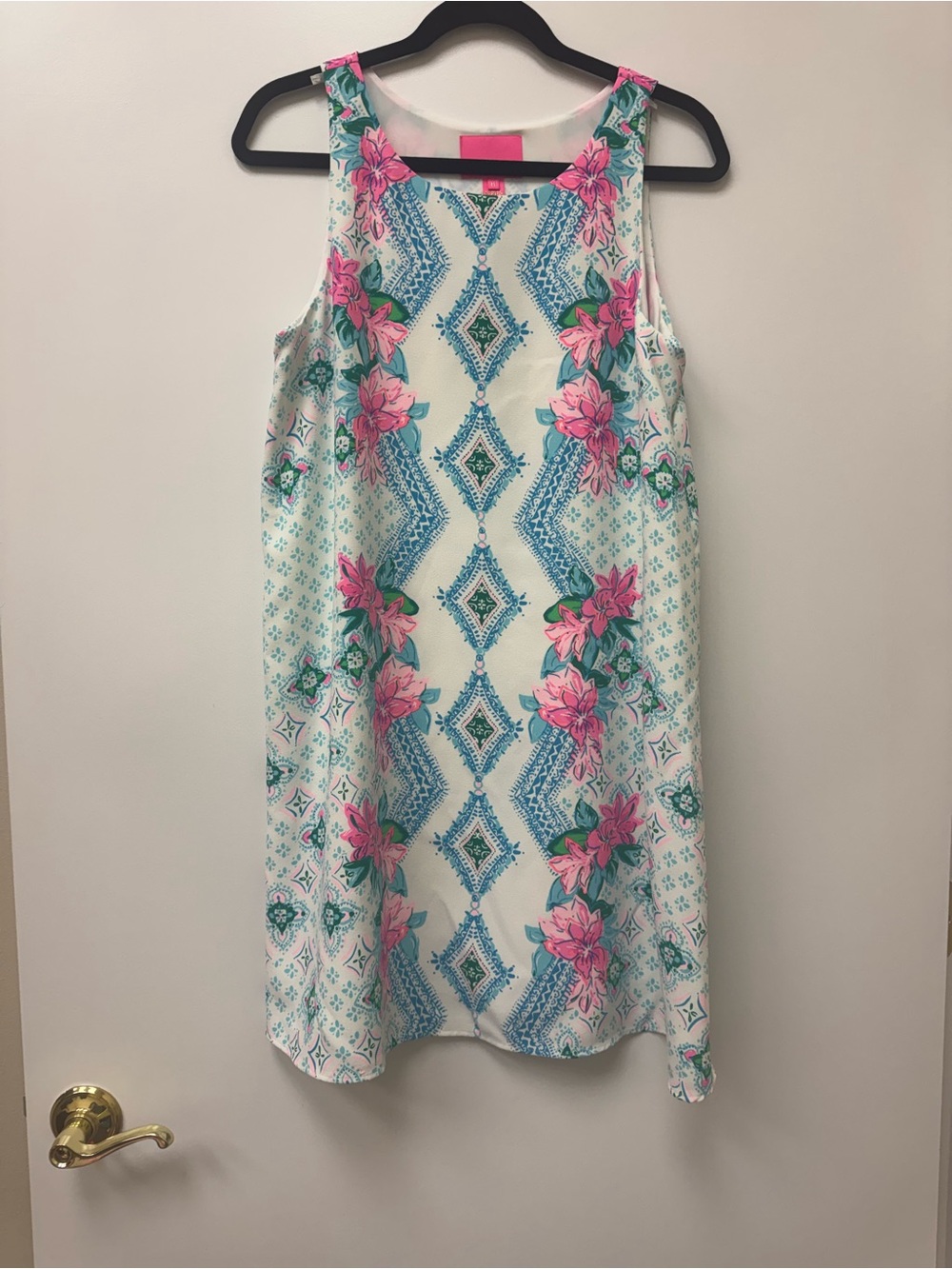 Lilly Pulitzer White Shift Dress with Pink & Teal Floral Print